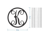 Wooden Monogram Letter "K" - Unfinished, Cursive Design