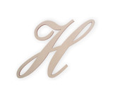 Wooden Monogram Letter "H" - Unfinished, Cursive Design