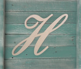 Wooden Monogram Letter "H" - Unfinished, Cursive Design