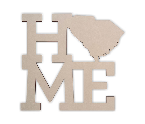 Wooden Sign "Home South Carolina" - Wall Hanging, Cutout