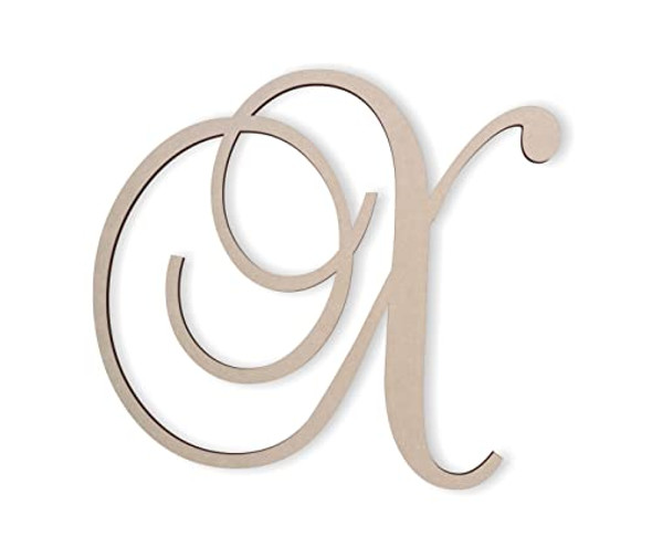 Wooden Letter X - Monogram Wall Hanging - Large Cursive