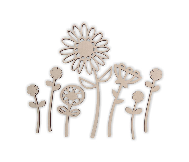 Wooden Flower Cutouts (7 Pack) - Home Decor, Wedding Decor