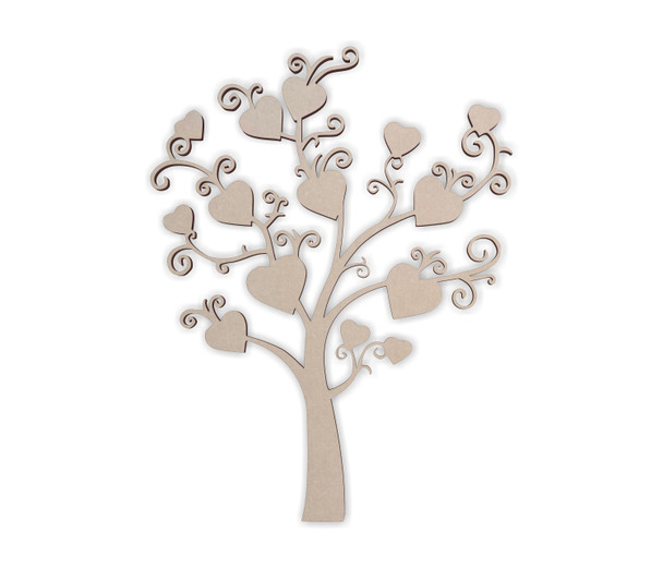 Wooden Tree of Hearts Shape - Wooden Cutout, Wall Art, Home Decor
