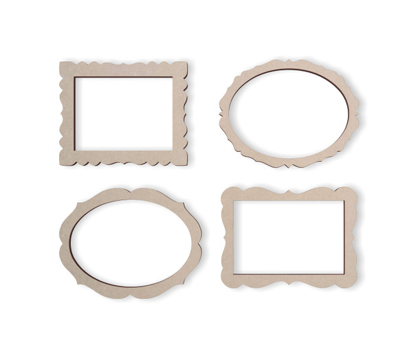 "Set of 4 Wooden Rectangle Frames" - Cutout, Home Decor