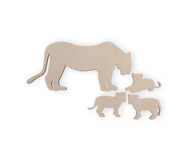 Wooden Lion Family Cutout - Wall Art, Home Decor