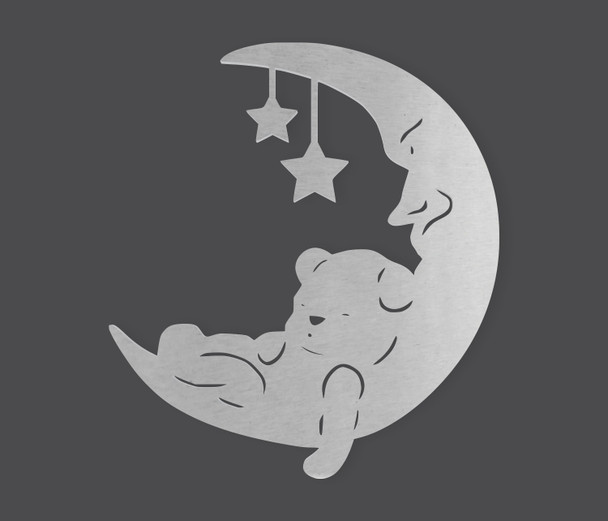 Metal Sleeping Bear on Moon Wall Art - Metal Cutout