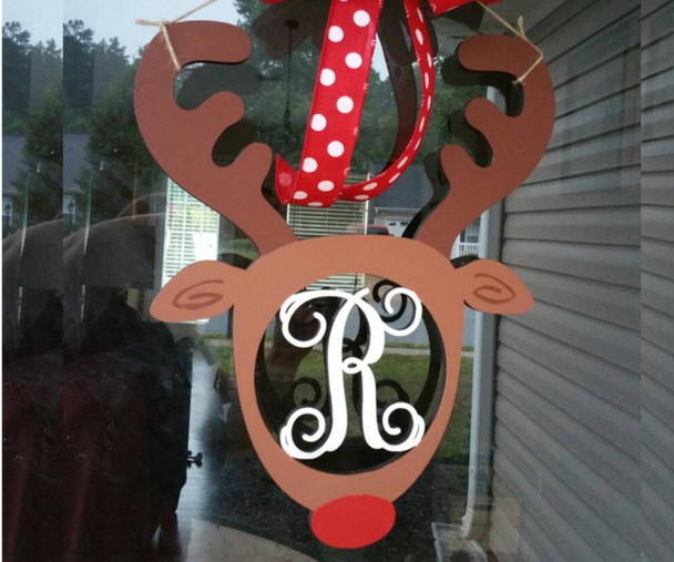 Unfinished Wooden Festive Reindeer Monogram