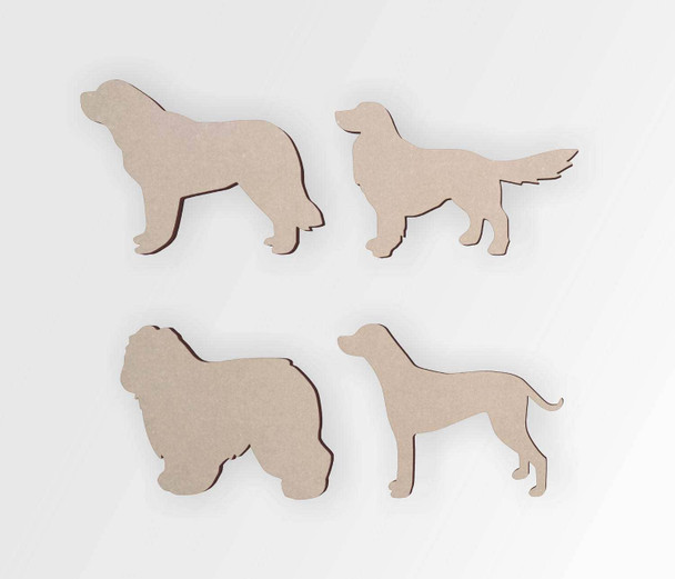 Wooden Dogs Cutout (4 Pack): Dog Lover Gift and Custom Home Decor