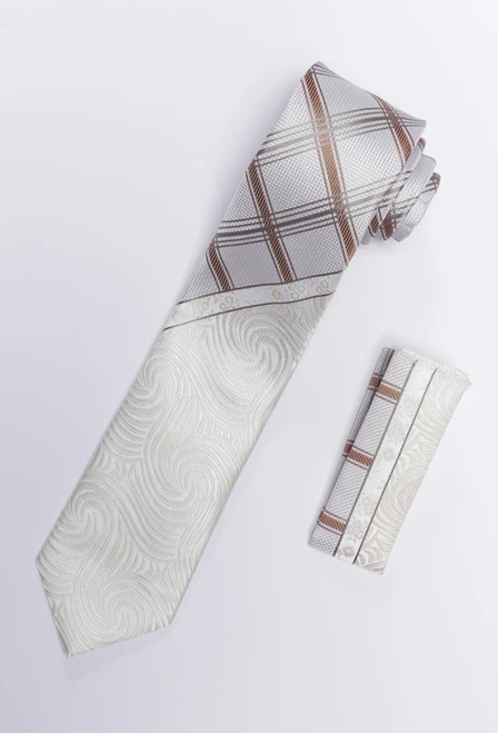 Tie & Hankie Set in Beige
