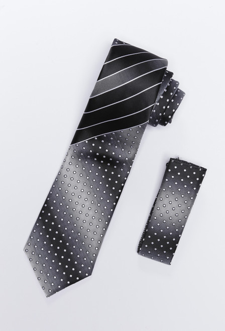 Tie & Hankie Set 704 in Black