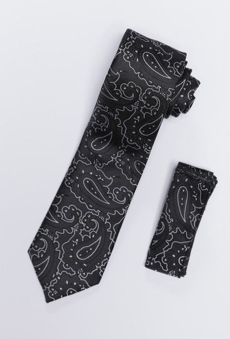 Tie & Hankie Set 706 in Black