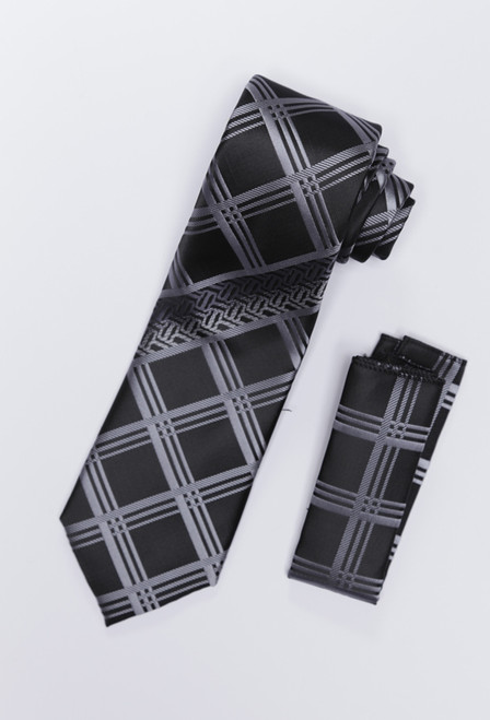 Tie & Hankie Set 707 in Grey
