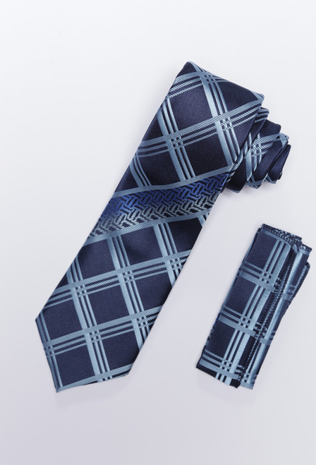 Tie & Hankie Set 707 in Sky Blue