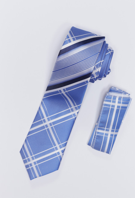 Tie & Hankie Set 709 in Sky Blue