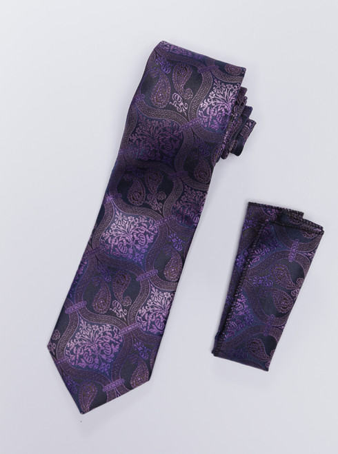 Tie & Hankie Set 715 in Purple