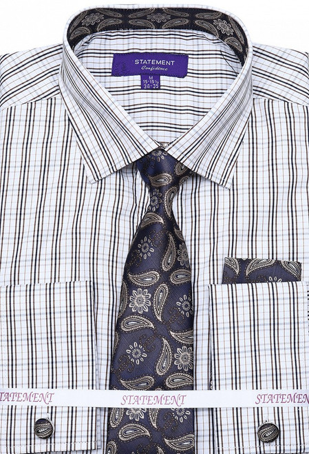 SH-1001 Shirt, Tie & Hankie Set in Tan