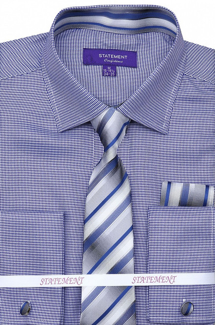 SH-1013 Shirt, Tie & Hankie Set in White