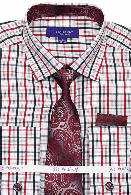 SH-1006 Shirt, Tie & Hankie Set in Red