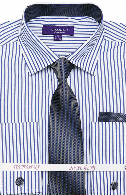 SH-1005 Shirt, Tie & Hankie Set in Blue