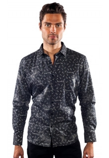 Calligraphy Long-Sleeve Shirt in Grey