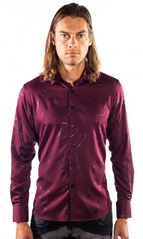 Ribbon Long-Sleeve Shirt in Wine
