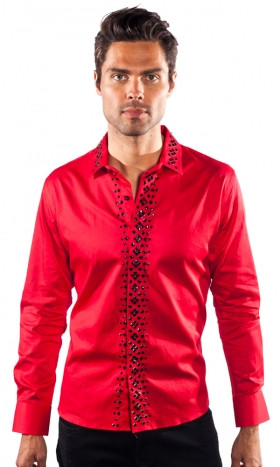 Star Fall Long-Sleeve Shirt in Red