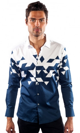 Triangulate Long-Sleeve Shirt in White