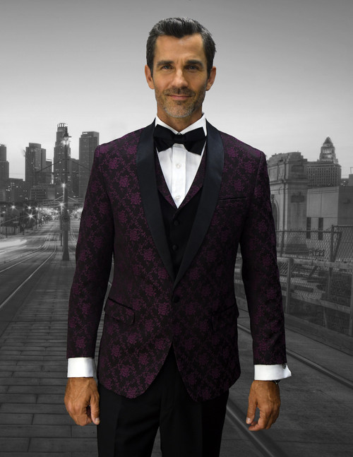 Look 8 Suit in Burgundy