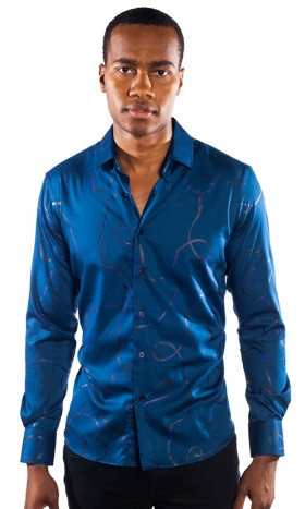 Ribbon Long-Sleeve Shirt in Blue