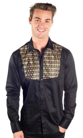 Rodeo Long-Sleeve Shirt in Black & Gold