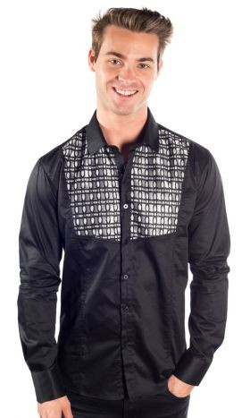 Rodeo Long-Sleeve Shirt in Black & Silver