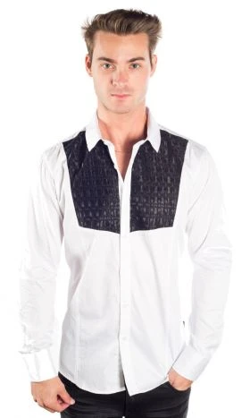 Rodeo Long-Sleeve Shirt in White & Black