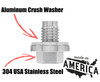 Our oil drain plug is Made in America.  Constructed with durable 304 stainless steel.  Comes with an aluminum crush washer.