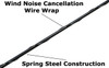 Wind noise cancellation wire wrap. Spring steel constructionn