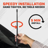 Speedy 5 minute install. Hand tighten, no tools needed.