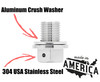 Made in America with 304 USA stainless steel.  Comes with an aluminum crush washer.