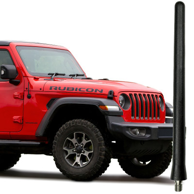 2007-2023 Jeep Wrangler Short Rubber Antenna 6 3/4 Inch - Car Wash Proof - USA Stainless Steel Threading - Powerful Internal Copper Coil/Premium Reception, 2007,2008,2009,2010,2011,2012,2013,2014,2015,2016,2017,2018,2019,2020,2021,2022,2023