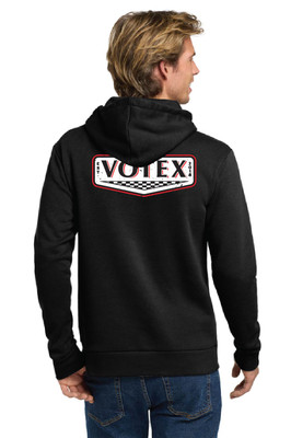 Votex Vintage Checkered Racing Logo Hoodie in Black