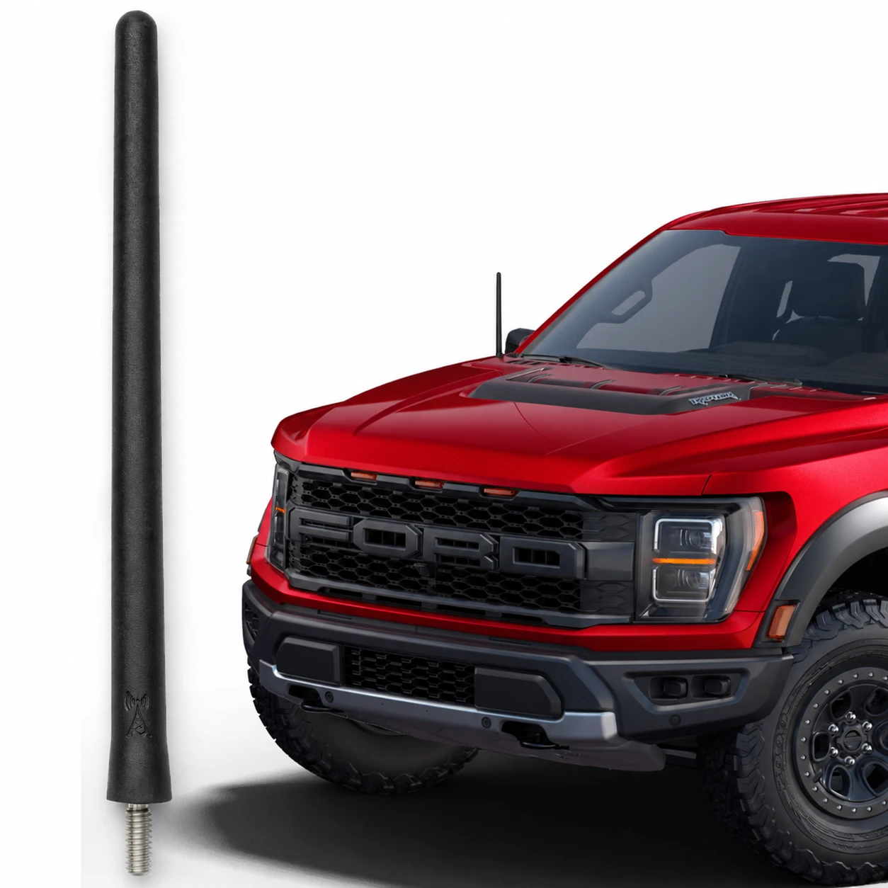 Ford F-150 6 3/4 Inch Rubber Antenna (2009-2026) - USA Stainless Threading - Car Wash Safe - Enhanced Reception w/Copper Coil