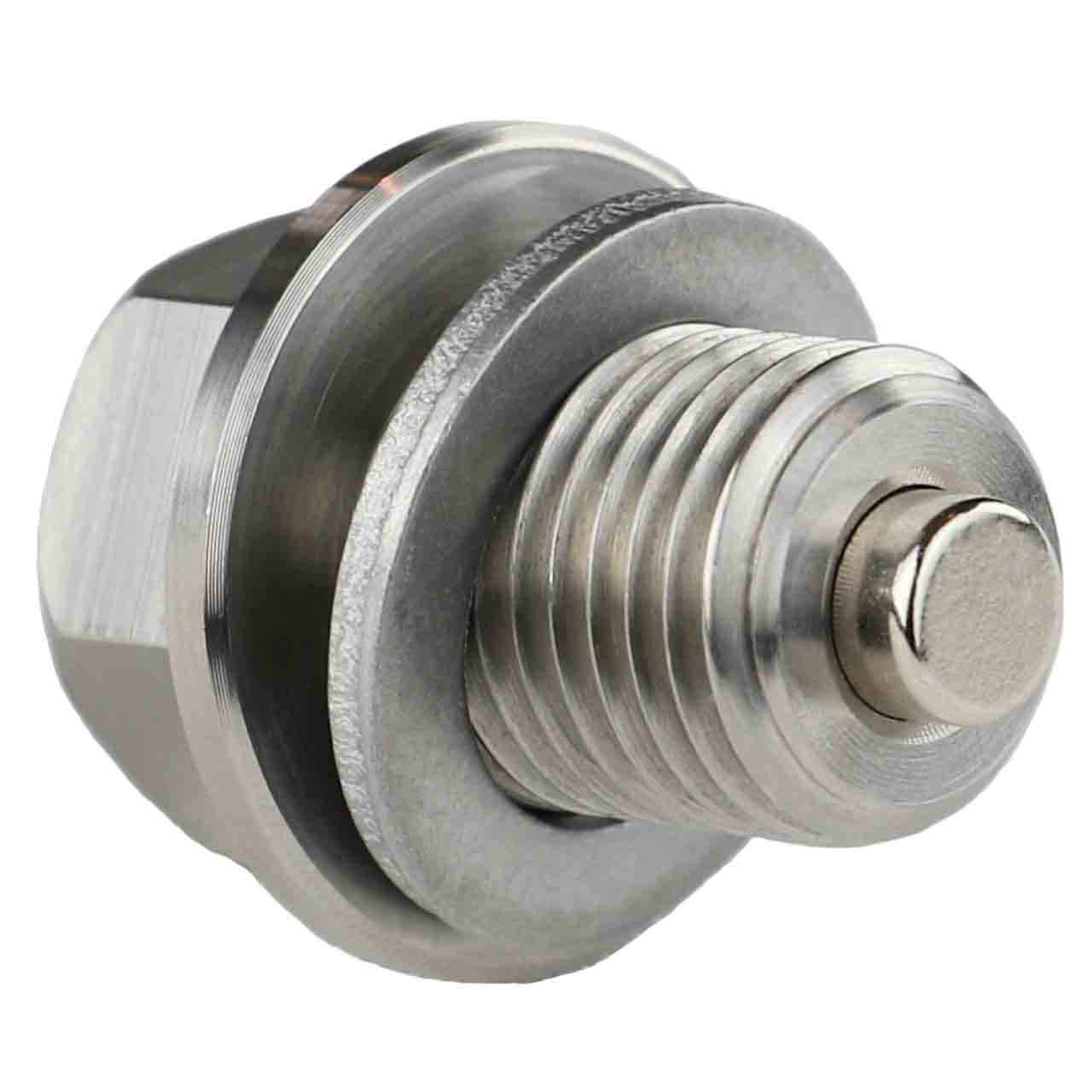 Geo Metro Magnetic Oil Drain Plug - 1989-1997 - 1.0  Liter - 3 Cylinder - Made In USA - Stainless Steel - Part Number 91177579