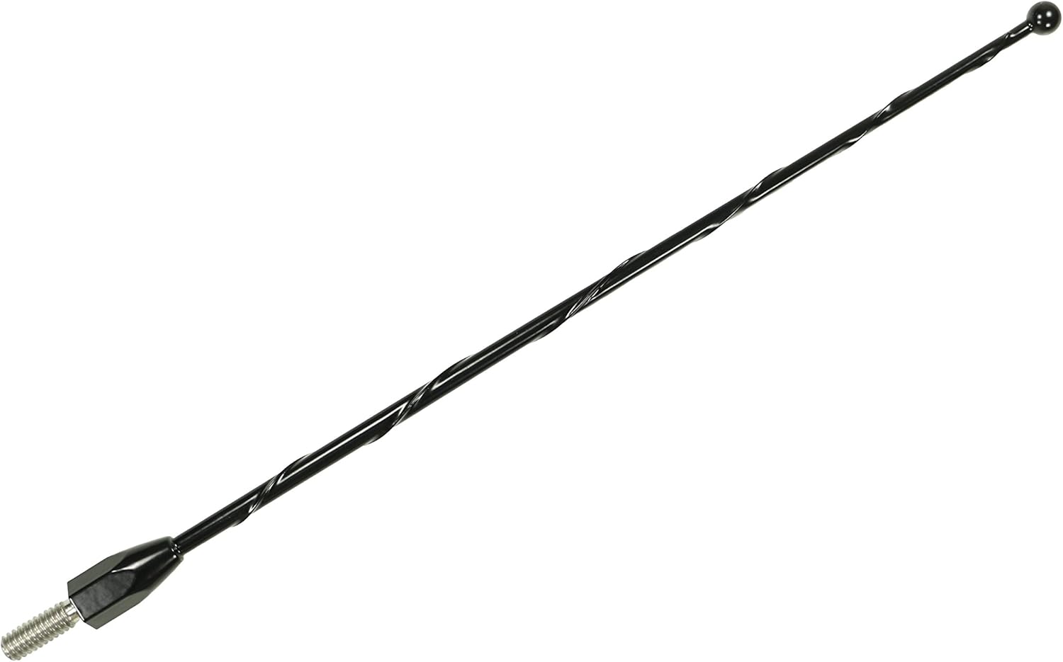 Saturn Ion 9 Inch Black Short Antenna (2003-2007) - Spiral Wind Noise Cancellation - Spring Steel Construction