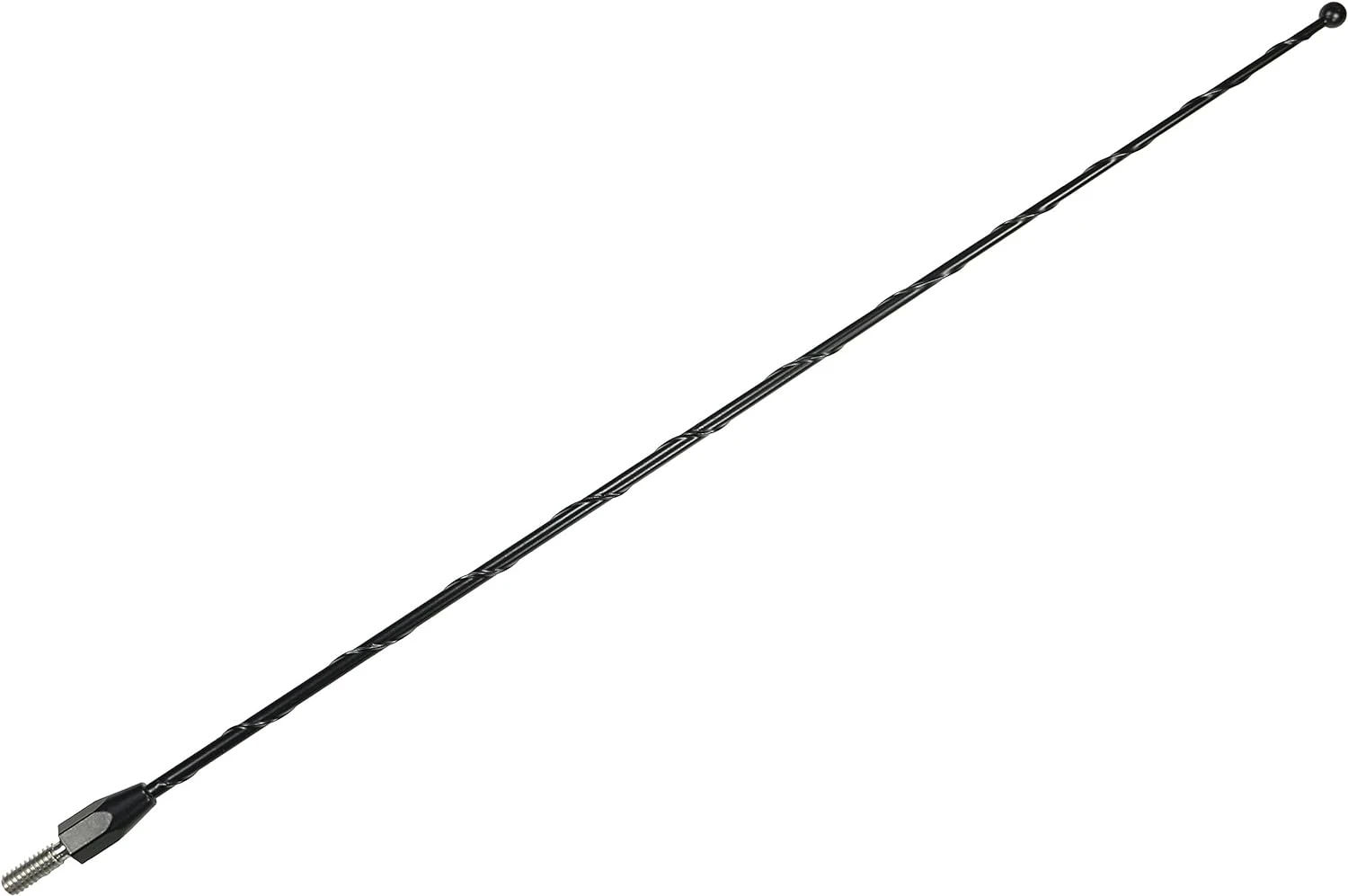 Ford Excursion 15 Inch Black Antenna (2000-2005) - Spiral Wind Noise Cancellation - Spring Steel Construction - Stainless Steel Threading