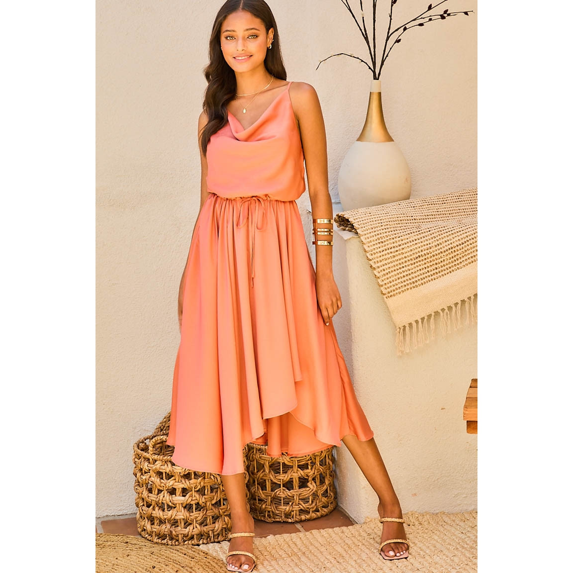 Shoulder Strap Satin Dress blendedvintagemarketplace