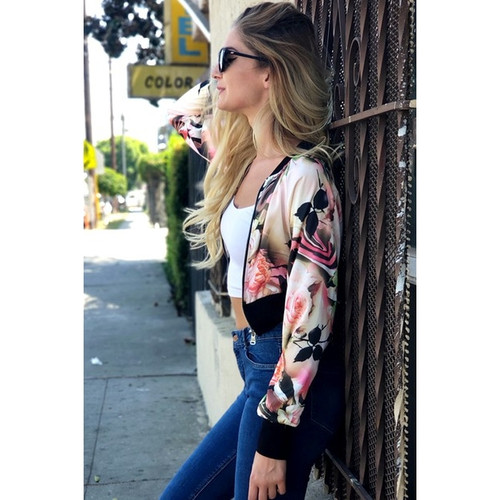 Floral Print Bomber Jacket