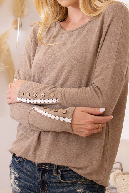 Long Sleeve Top With Cuffs on Button