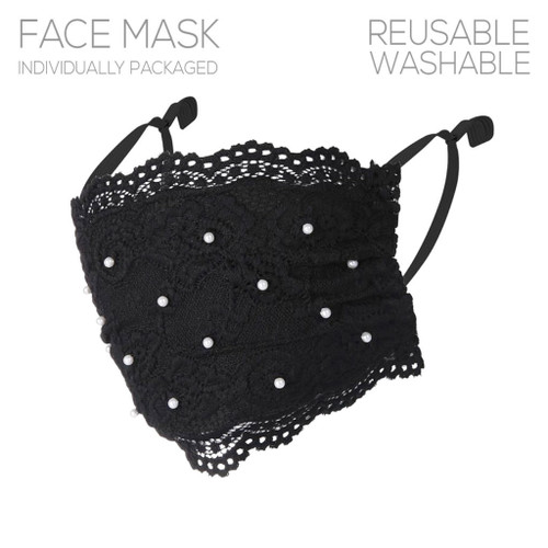 Black Lace Pearl Fashion Mask Black Lace Pearl Fashion Mask