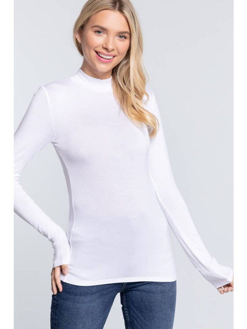 Long Sleeve Mock fitted Rayon Spandex Jersey T