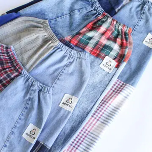 Flannel & Denim Combo Pants
