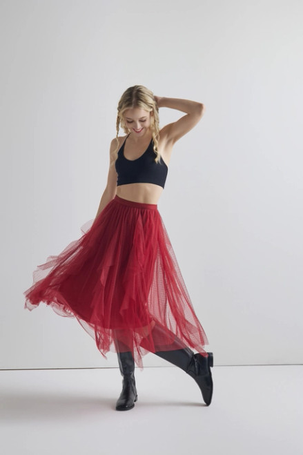 Waterfall Polka Dot Tulle Mesh Skirt