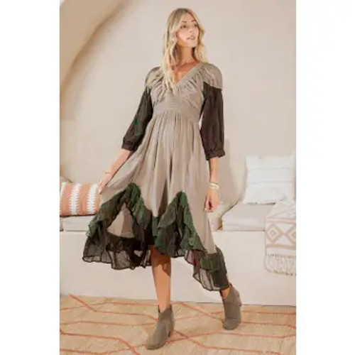 Elastic V neck Dress